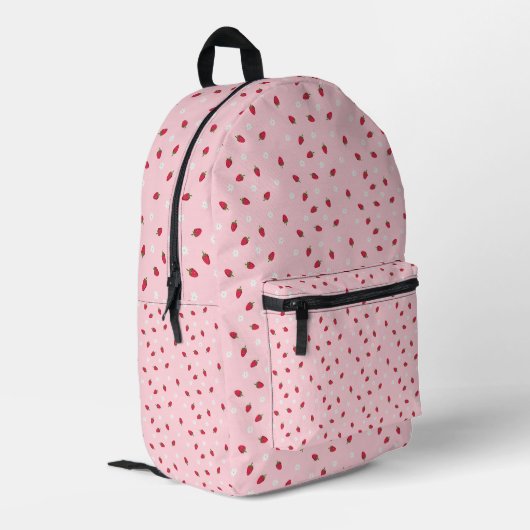 Erdbeermuster Rosa Süße Ästhetik Kinder Schule Bedruckter Rucksack (Rückseitige Ecke links)