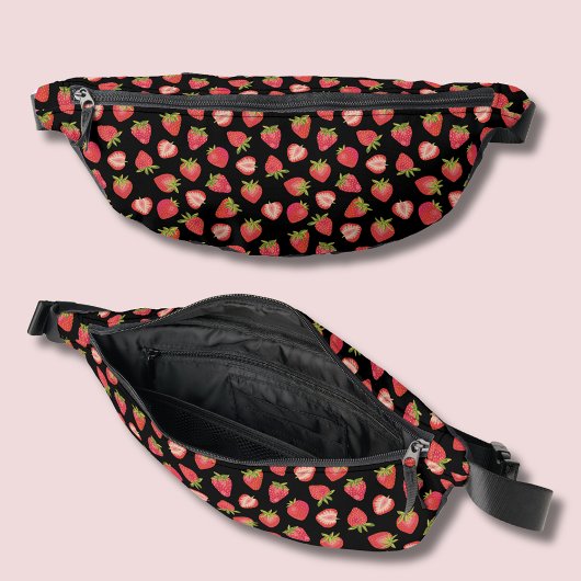 Erdbeermuster rot schwarz bauchtasche