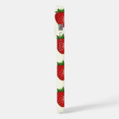 Erdbeermuster, rote Erdbeeren, Obst, Blatt iPhone Hülle (Linke Seite)