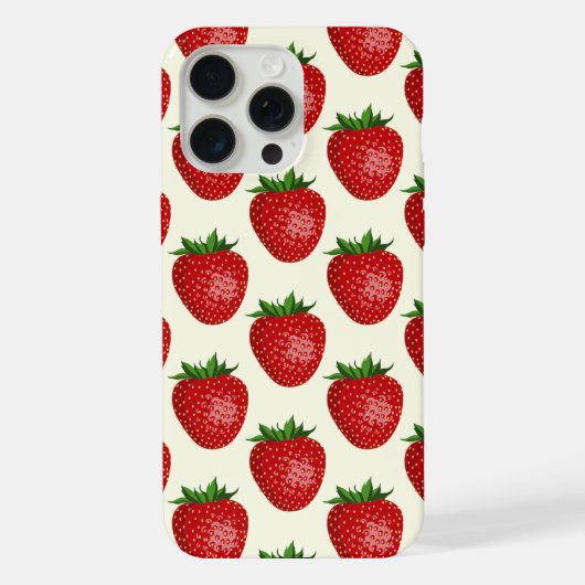 Erdbeermuster, rote Erdbeeren, Obst, Blatt iPhone Hülle (Rückseite)