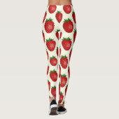 Erdbeermuster, rote Erdbeeren, Obst, Blatt Leggings (Rückseite)