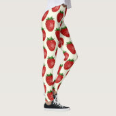 Erdbeermuster, rote Erdbeeren, Obst, Blatt Leggings (Rechts)