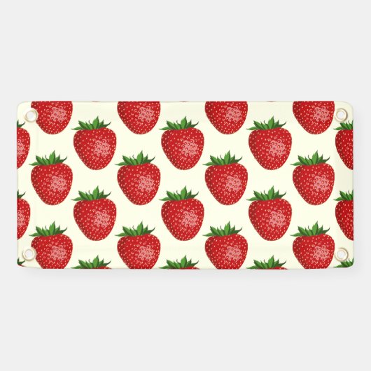 Erdbeermuster, Rote Erdbeeren, Obst, Leaf Banner (Horizontal)