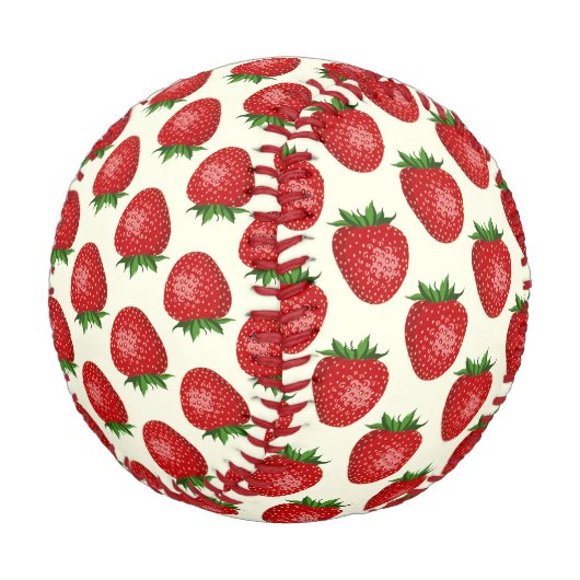 Erdbeermuster, Rote Erdbeeren, Obst, Leaf Baseball (Schrägansicht)