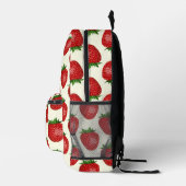 Erdbeermuster, Rote Erdbeeren, Obst, Leaf Bedruckter Rucksack (Rechts)