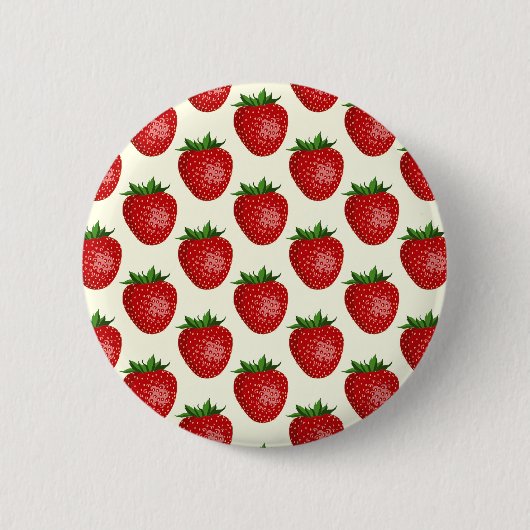 Erdbeermuster, Rote Erdbeeren, Obst, Leaf Button (Vorderseite)