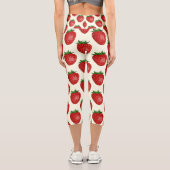 Erdbeermuster, Rote Erdbeeren, Obst, Leaf Capri Leggings (Rückseite)