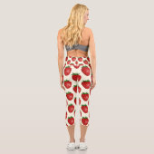 Erdbeermuster, Rote Erdbeeren, Obst, Leaf Capri Leggings (Rückseite)