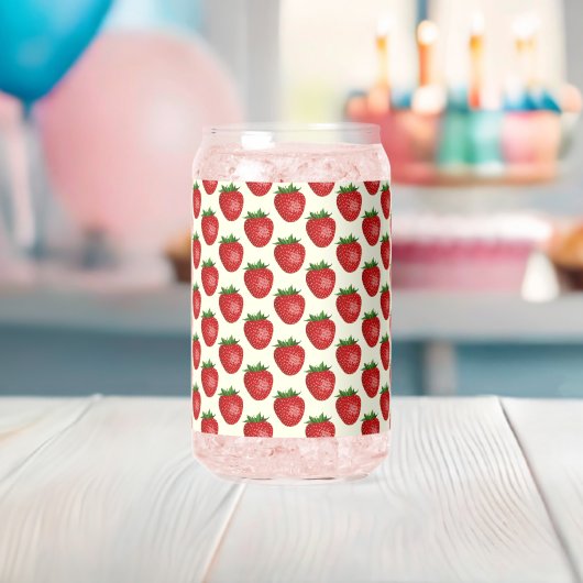 Erdbeermuster, Rote Erdbeeren, Obst, Leaf Dosenglas (Insitu (Baby Party))