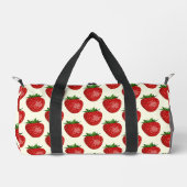 Erdbeermuster, Rote Erdbeeren, Obst, Leaf Duffle Bag (Vorderseite)