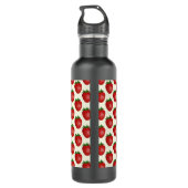 Erdbeermuster, Rote Erdbeeren, Obst, Leaf Edelstahlflasche (Rückseite)