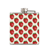 Erdbeermuster, Rote Erdbeeren, Obst, Leaf Flachmann (Rückseite)