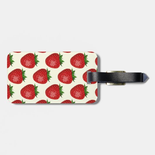 Erdbeermuster, Rote Erdbeeren, Obst, Leaf Gepäckanhänger (Rückseite horizontal)