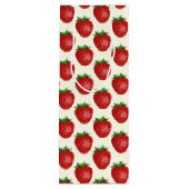 Erdbeermuster, Rote Erdbeeren, Obst, Leaf Geschenktüte Für Weinflaschen (Rückseite)