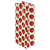 Erdbeermuster, Rote Erdbeeren, Obst, Leaf Geschenktüte Für Weinflaschen (Vorderseite Schrägansicht)