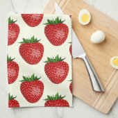 Erdbeermuster, Rote Erdbeeren, Obst, Leaf Geschirrtuch (Viertel Falte)