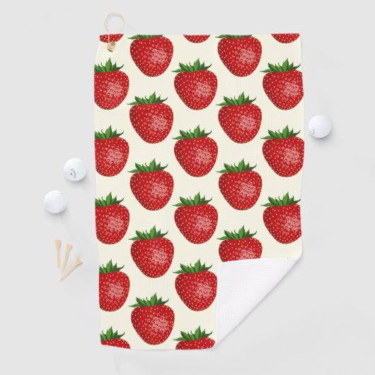 Erdbeermuster, Rote Erdbeeren, Obst, Leaf Golfhandtuch (Insitu)