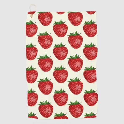 Erdbeermuster, Rote Erdbeeren, Obst, Leaf Golfhandtuch (Vorderseite)