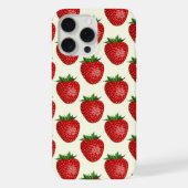 Erdbeermuster, Rote Erdbeeren, Obst, Leaf iPhone Hülle (Rückseite)