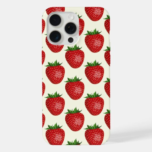 Erdbeermuster, Rote Erdbeeren, Obst, Leaf iPhone Hülle (Rückseite)