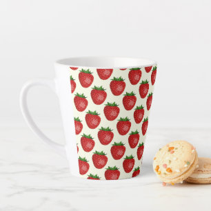 Erdbeermuster, Rote Erdbeeren, Obst, Leaf Milchtasse