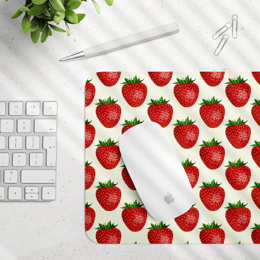 Erdbeermuster, Rote Erdbeeren, Obst, Leaf Mousepad