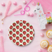 Erdbeermuster, Rote Erdbeeren, Obst, Leaf Pappteller (Party)