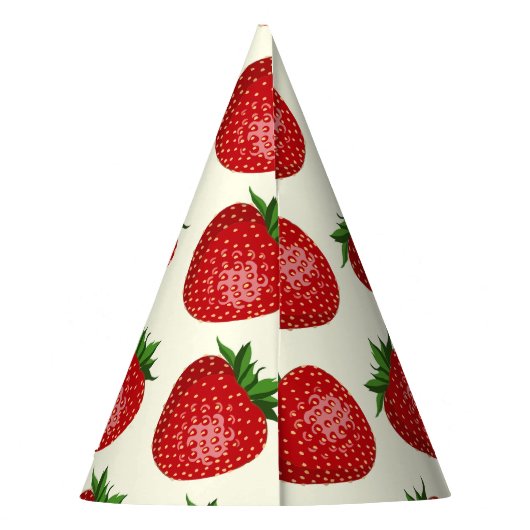 Erdbeermuster, Rote Erdbeeren, Obst, Leaf Partyhütchen (Rückseite)