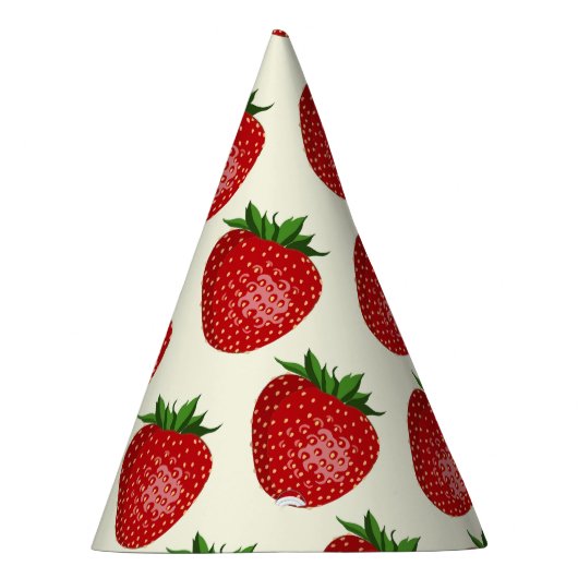 Erdbeermuster, Rote Erdbeeren, Obst, Leaf Partyhütchen (Rechts)
