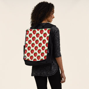 Erdbeermuster, Rote Erdbeeren, Obst, Leaf Rucksack
