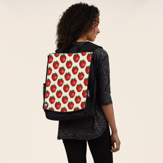 Erdbeermuster, Rote Erdbeeren, Obst, Leaf Rucksack (Ausgewaschen)