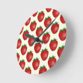 Erdbeermuster, Rote Erdbeeren, Obst, Leaf Runde Wanduhr (Winkel)