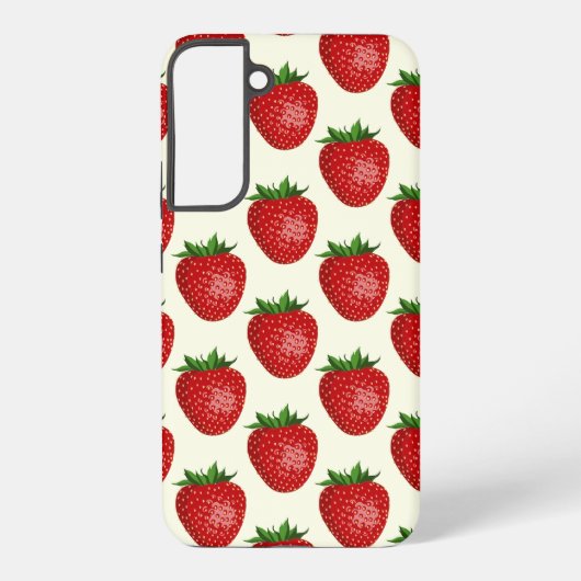 Erdbeermuster, Rote Erdbeeren, Obst, Leaf Samsung Galaxy Hülle (Rückseite)