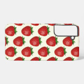 Erdbeermuster, Rote Erdbeeren, Obst, Leaf Samsung Galaxy Hülle (Rückseite (Horizontal))