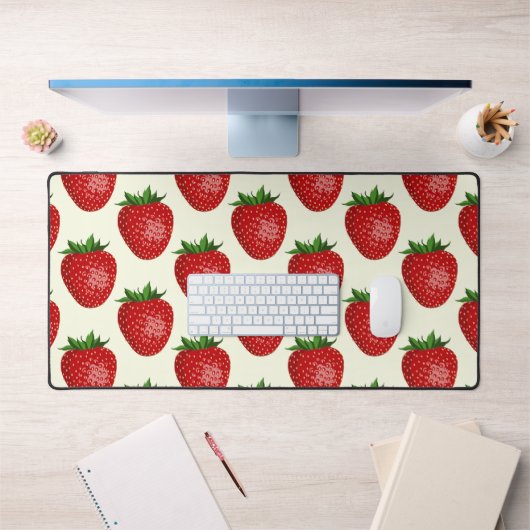 Erdbeermuster, Rote Erdbeeren, Obst, Leaf Schreibtischunterlage (Büro 1)