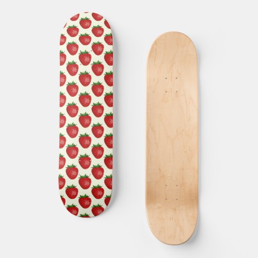 Erdbeermuster, Rote Erdbeeren, Obst, Leaf Skateboard (Vorderseite)