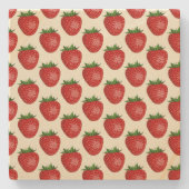 Erdbeermuster, Rote Erdbeeren, Obst, Leaf Steinuntersetzer (Vorderseite)