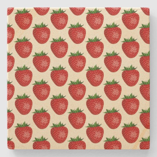 Erdbeermuster, Rote Erdbeeren, Obst, Leaf Steinuntersetzer (Vorderseite)