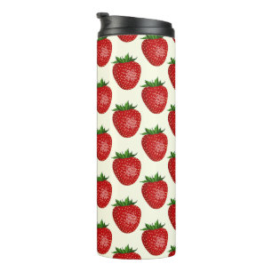 Erdbeermuster, Rote Erdbeeren, Obst, Leaf Thermosbecher