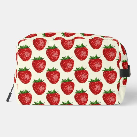 Erdbeermuster, Rote Erdbeeren, Obst, Leaf Waschbeutel (Rückseite)