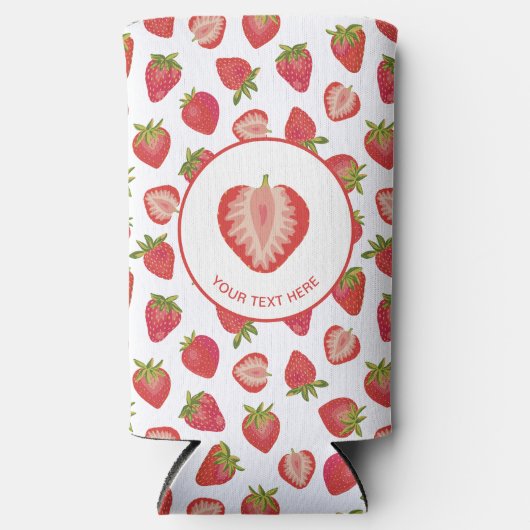 Erdbeermuster Selters Dosenkühler (Vorderseite)