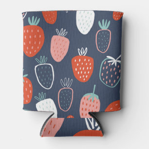 Erdbeermuster, skandinavische Kindertextur. Dosenkühler