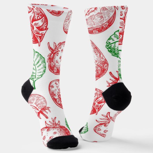 Erdbeermuster Socken (Gewinkelt)