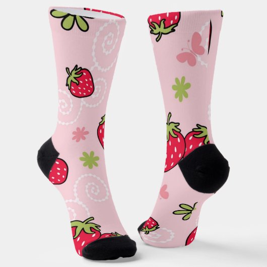 Erdbeermuster Socken (Gewinkelt)