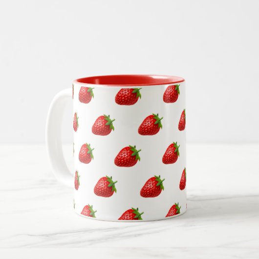 Erdbeermuster-Tasse Zweifarbige Tasse (Vorderseite Links)