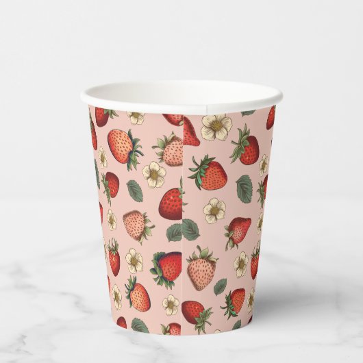 Erdbeermuster Vintag Pappbecher (Rechts)
