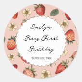 Erdbeermuster Vintag Runder Aufkleber (Vorderseite)