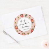 Erdbeermuster Vintag Runder Aufkleber (Umschlag)