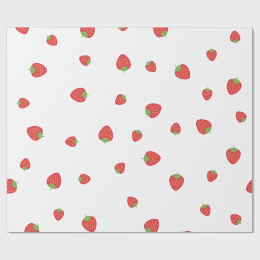Erdbeermuster Weiß Geschenkpapier (Flach)