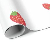 Erdbeermuster Weiß Geschenkpapier (Rolleneckpunkt)